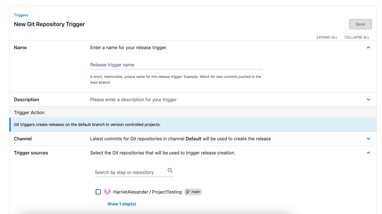 image of how to configure a git trigger