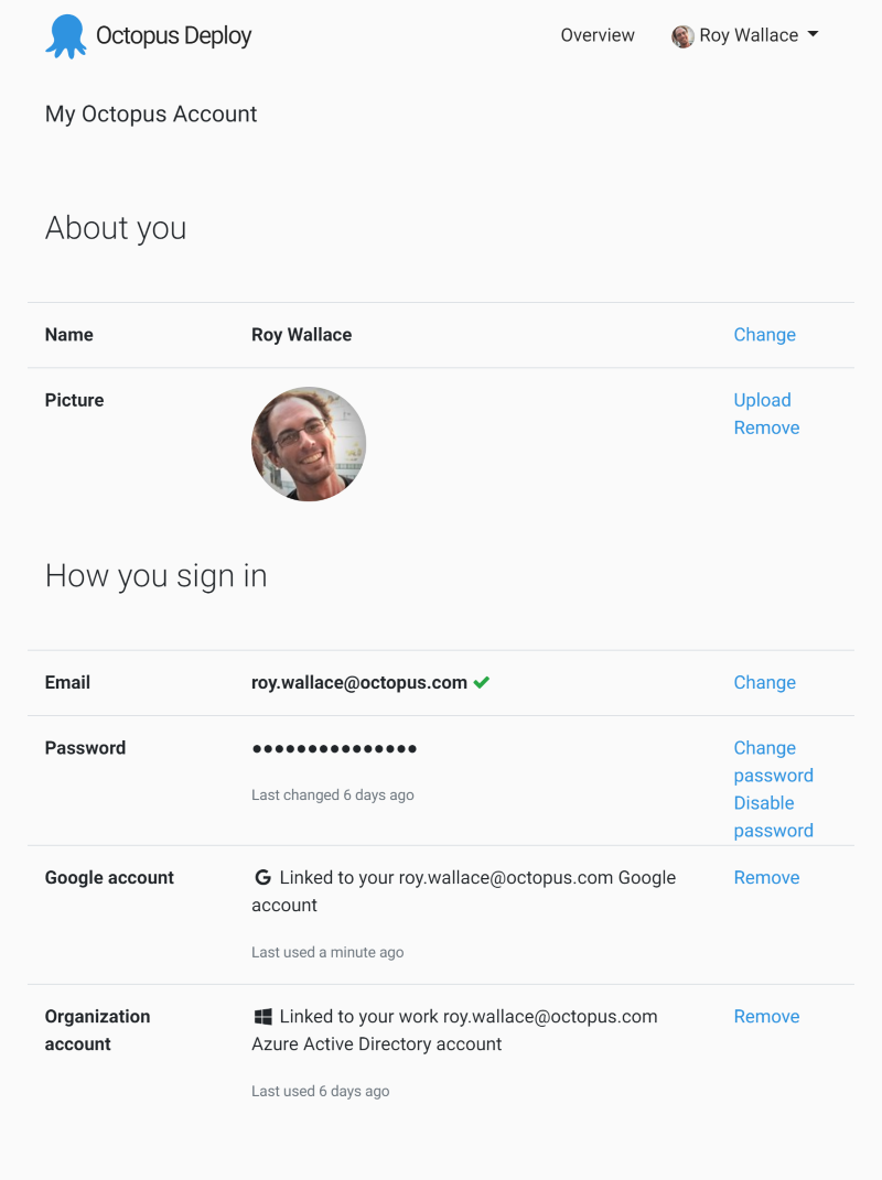 Screenshot of profile screen