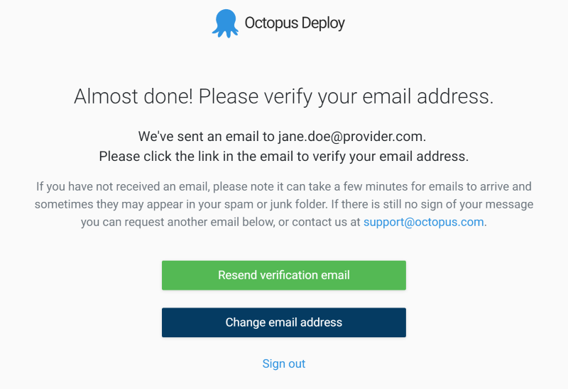 Screenshot of email verification prompt