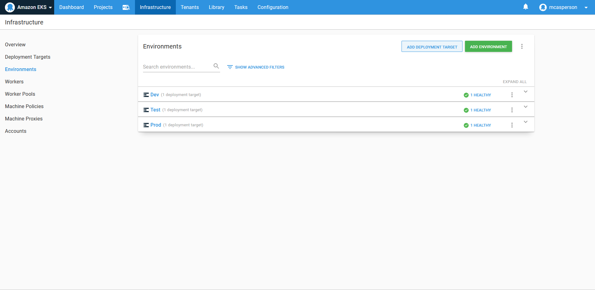 Add the Test and Prod environments
