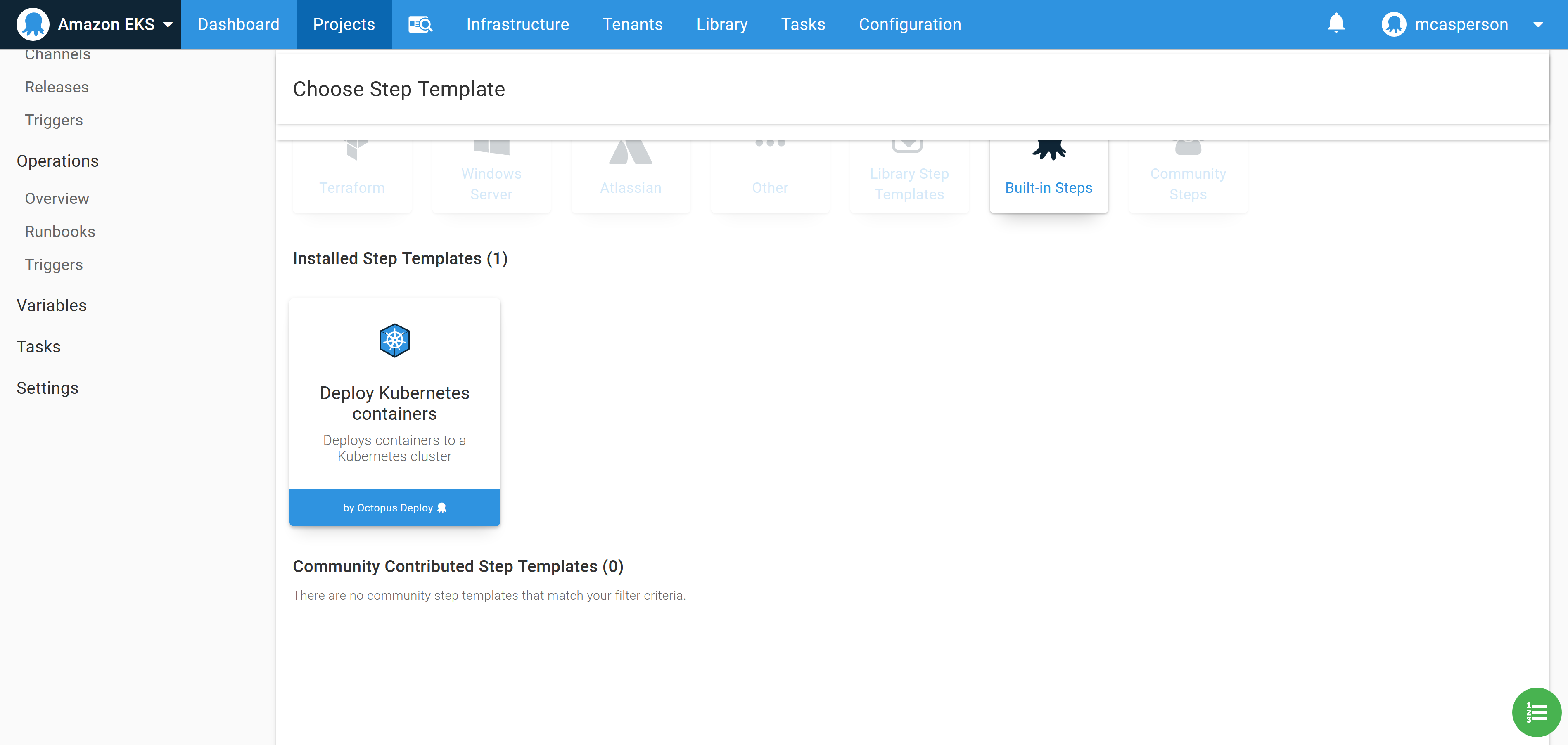 The Deploy Kubernetes containers step