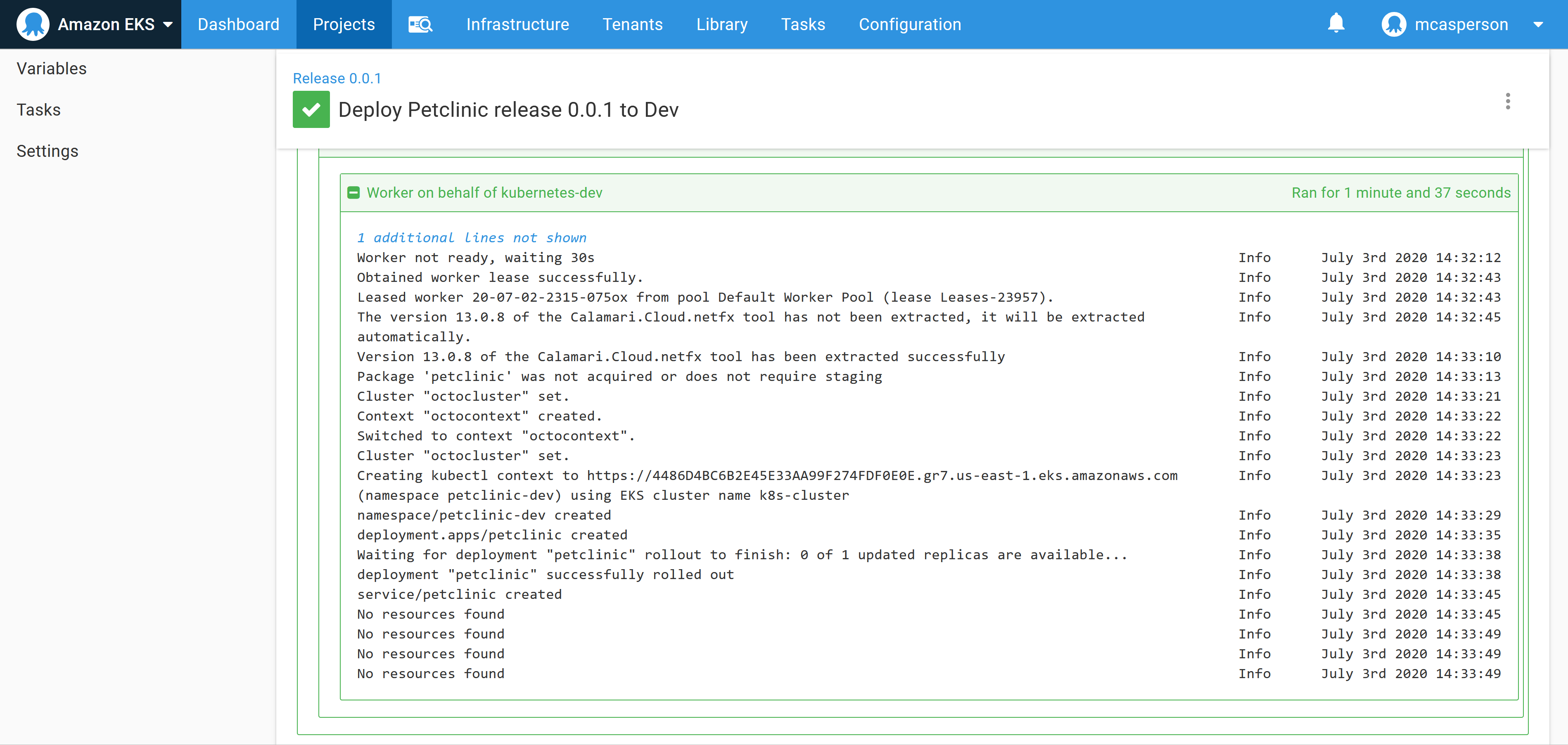 PetClinic has been successfully deployed