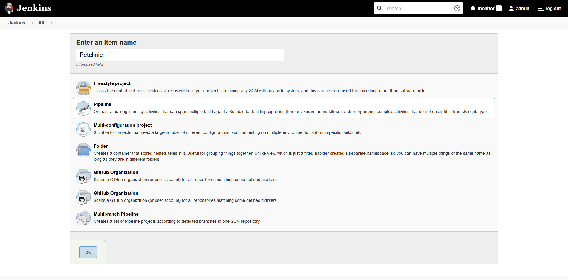 New project creation