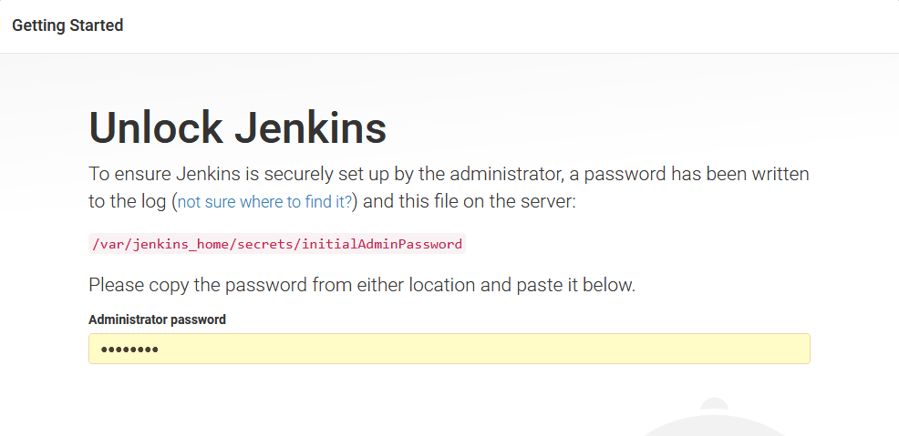 Unlock Jenkins with the generated password