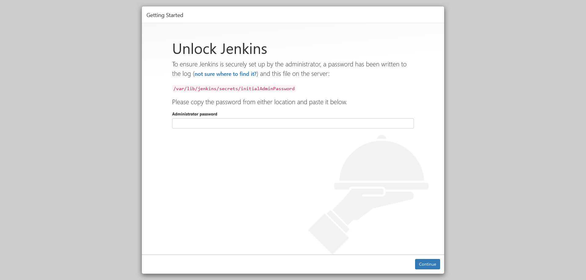Jenkins Configuration open on Unlock Jenkins page