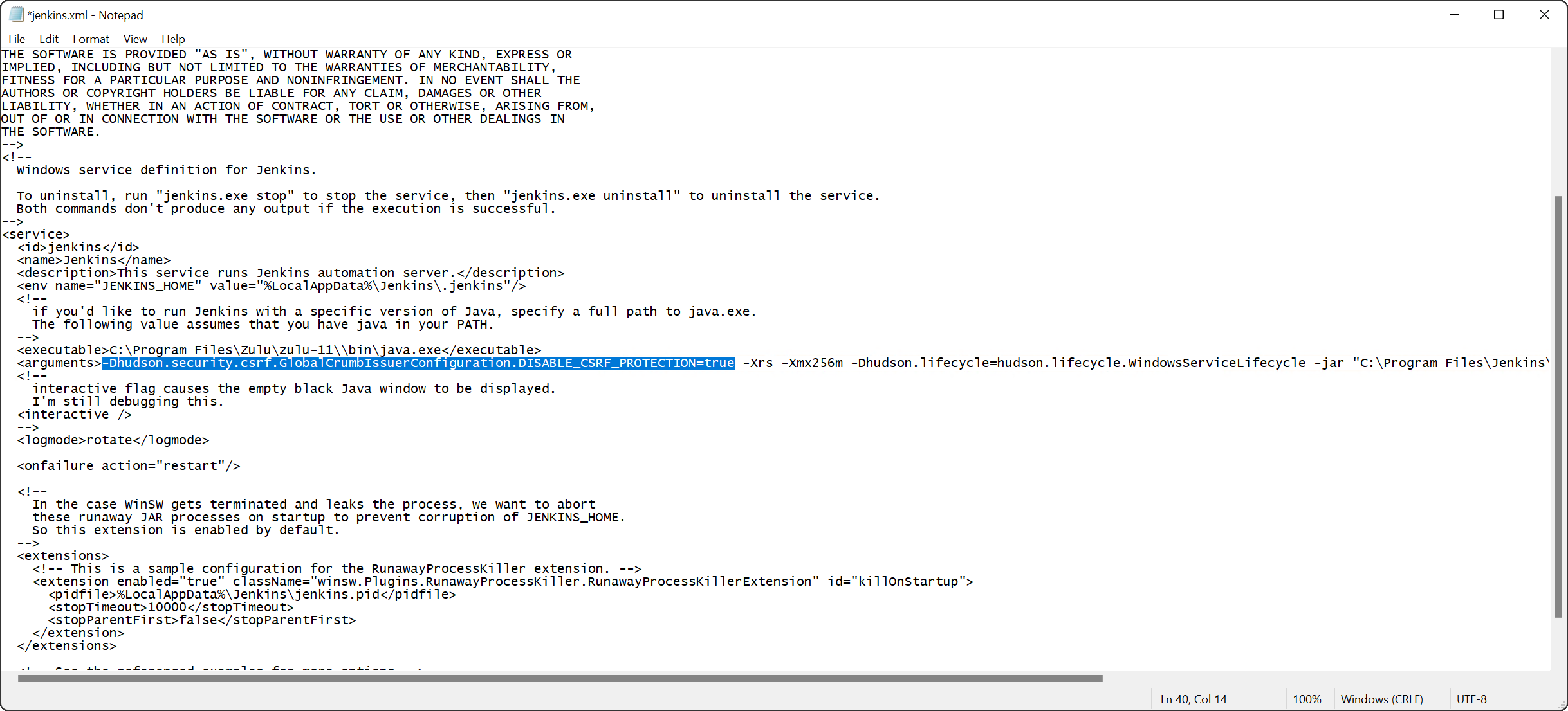 Jenkins Wrapper Configuration