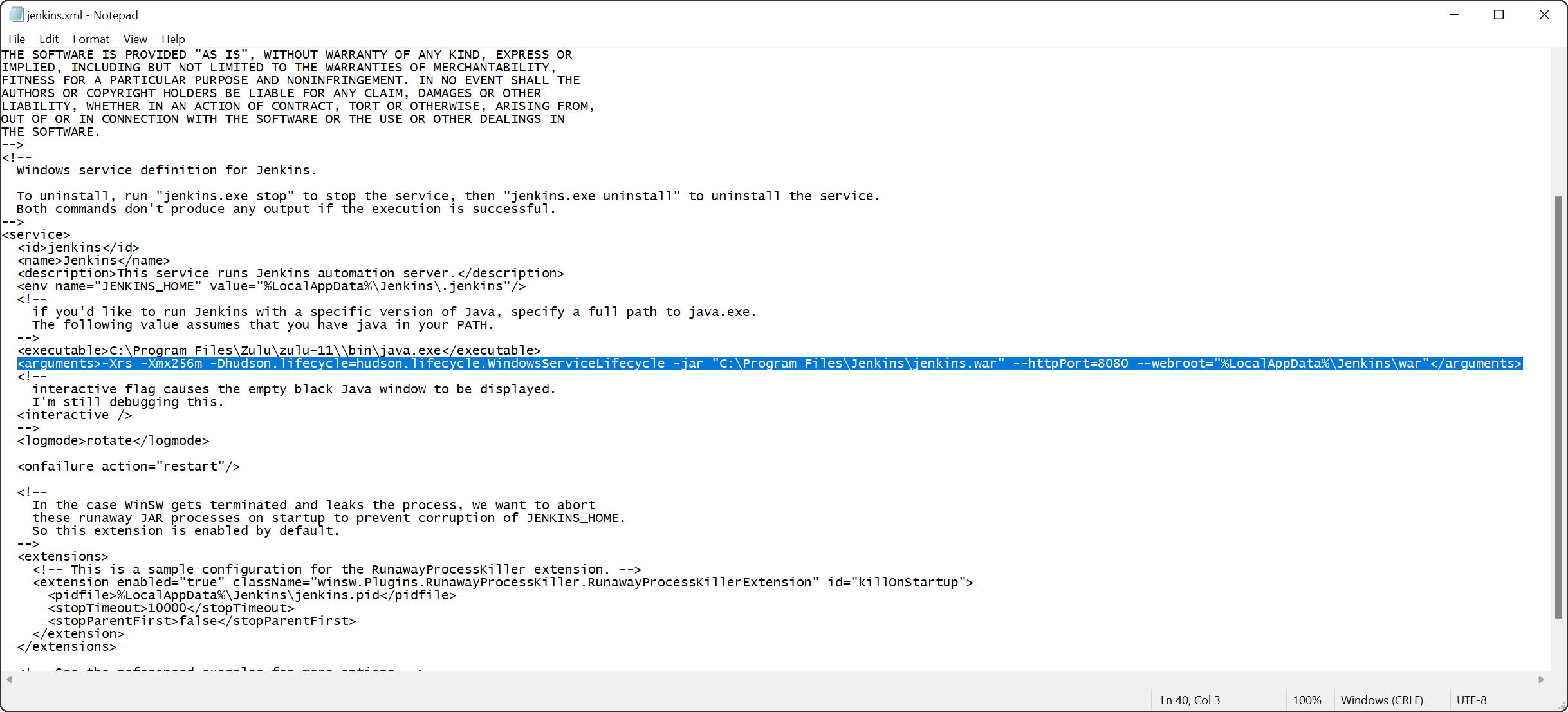 Jenkins Wrapper Configuration