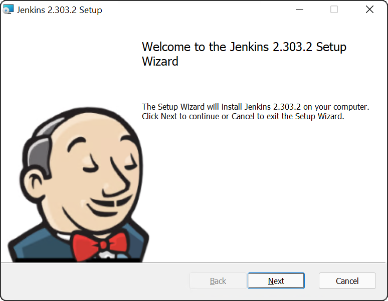 Jenkins Windows Installer welcome screen