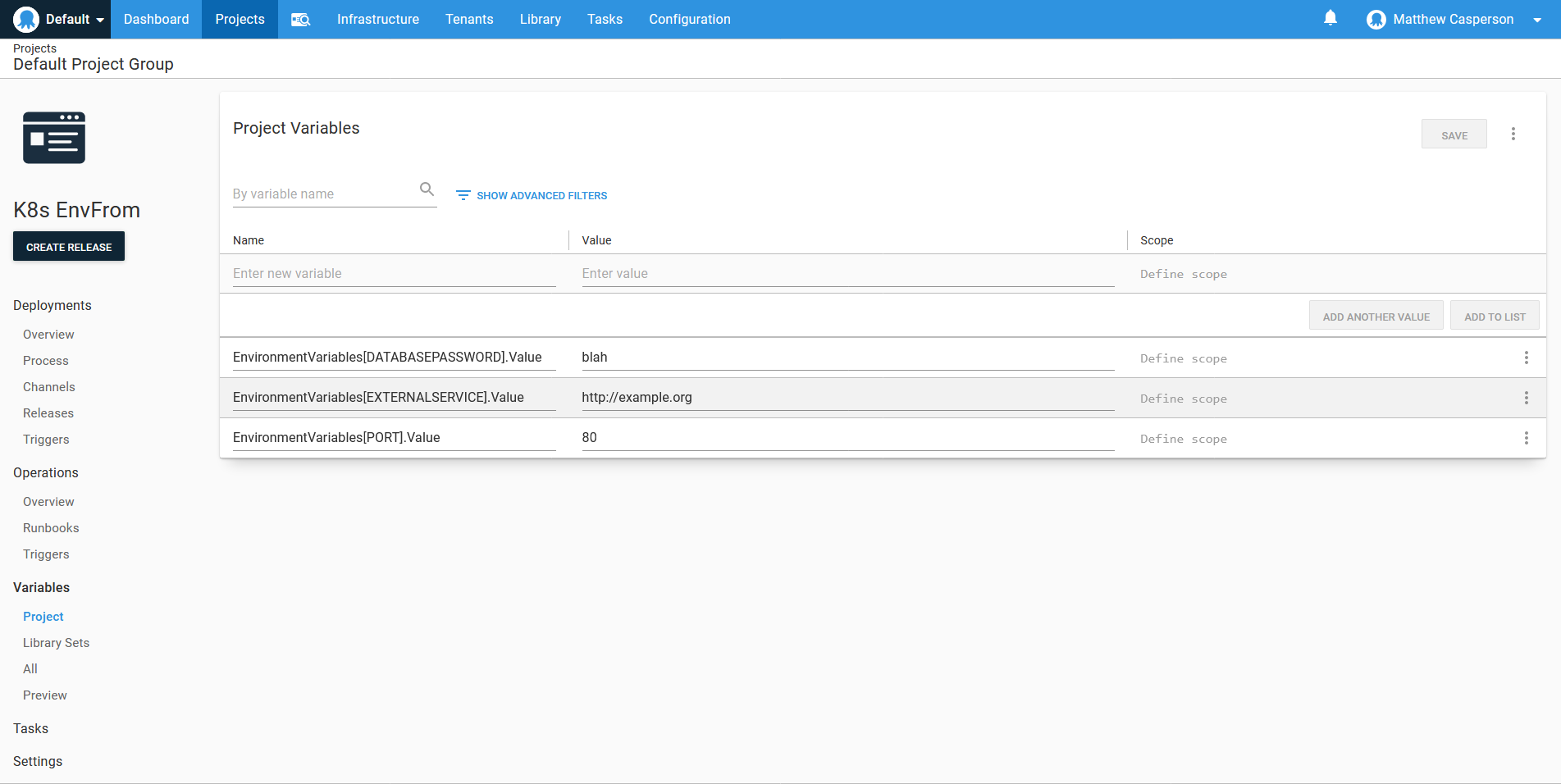 Environment variables