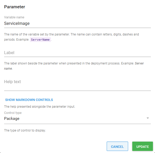 The parameter that defines the Docker image to use for the container