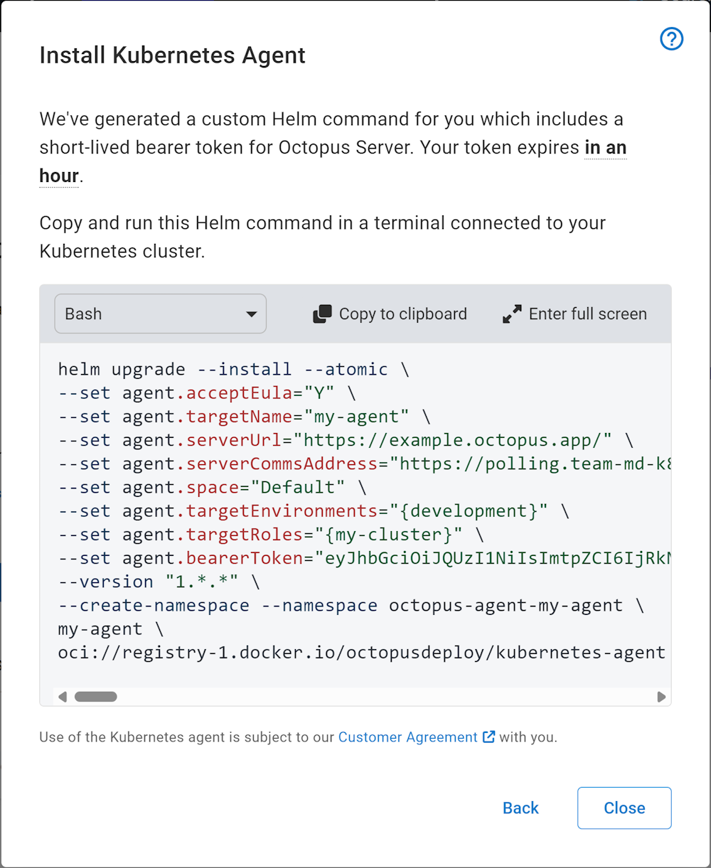 Kubernetes agent helm command
