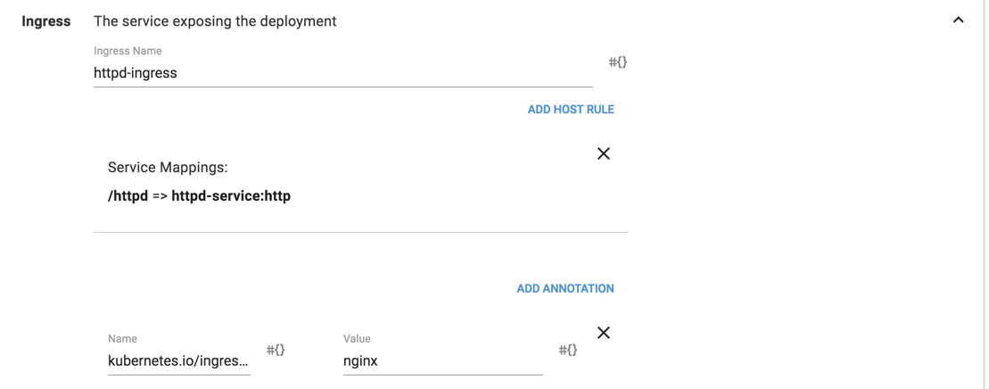 Deploy Containers Step - Ingress