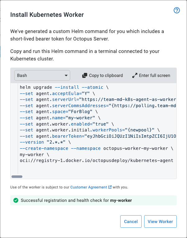 Kubernetes worker installed successfully