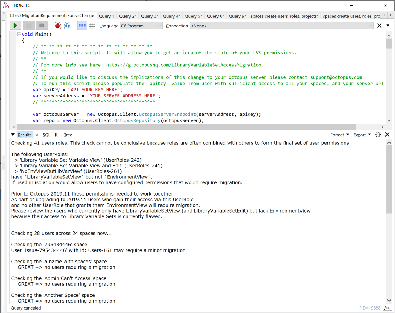 LinqPad LVS Migration Query
