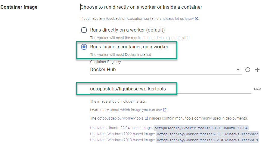 Select execution container