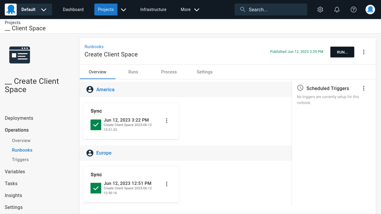 Create client space project screenshot