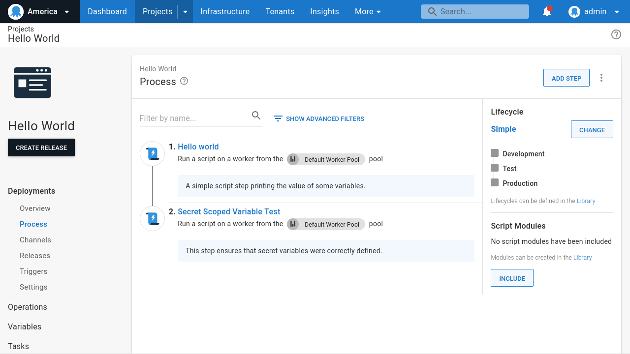 Screenshot of the downstream project in the America space