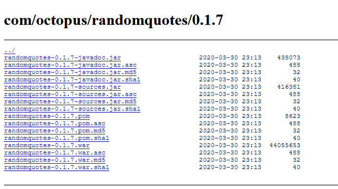 The files that make up a Maven release