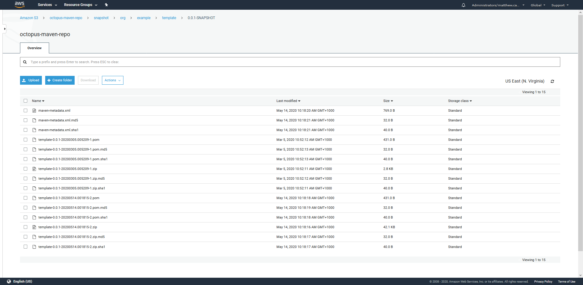 The files that make up a SNAPSHOT release