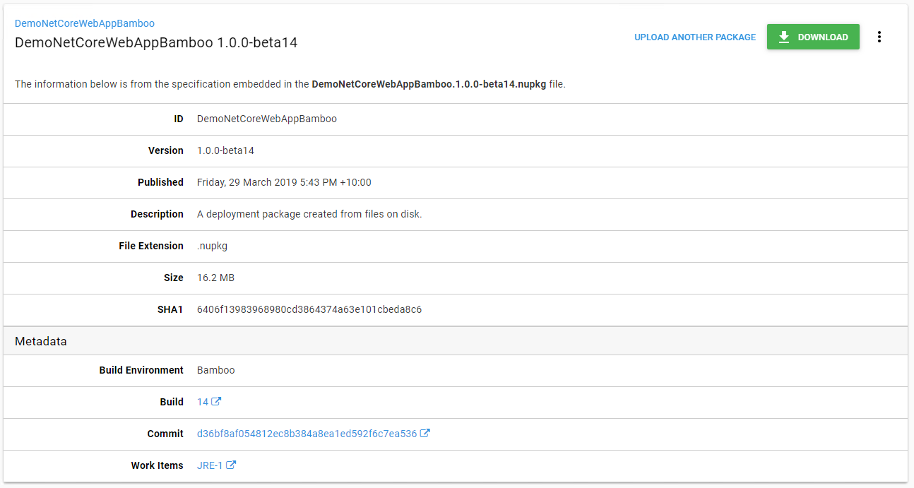 Package details metadata