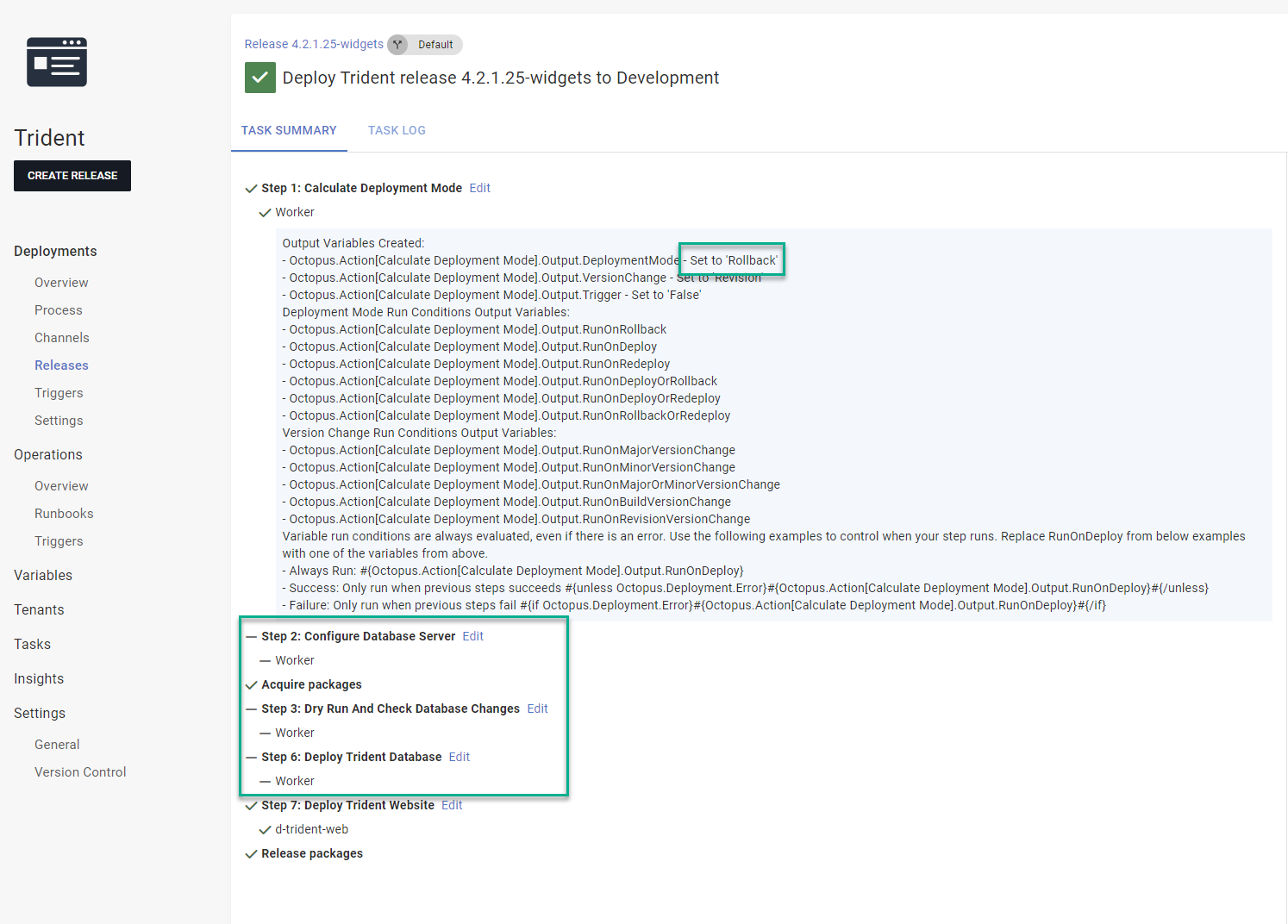 All the database steps are skipped on rollback.