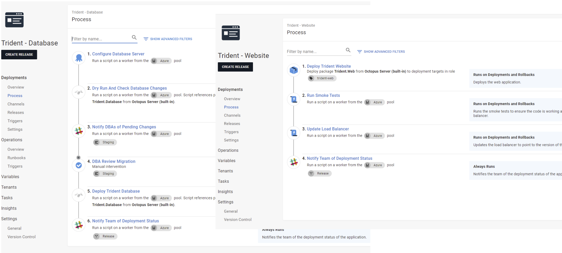 Screenshot of the deployment processes for 3-minute recovery.