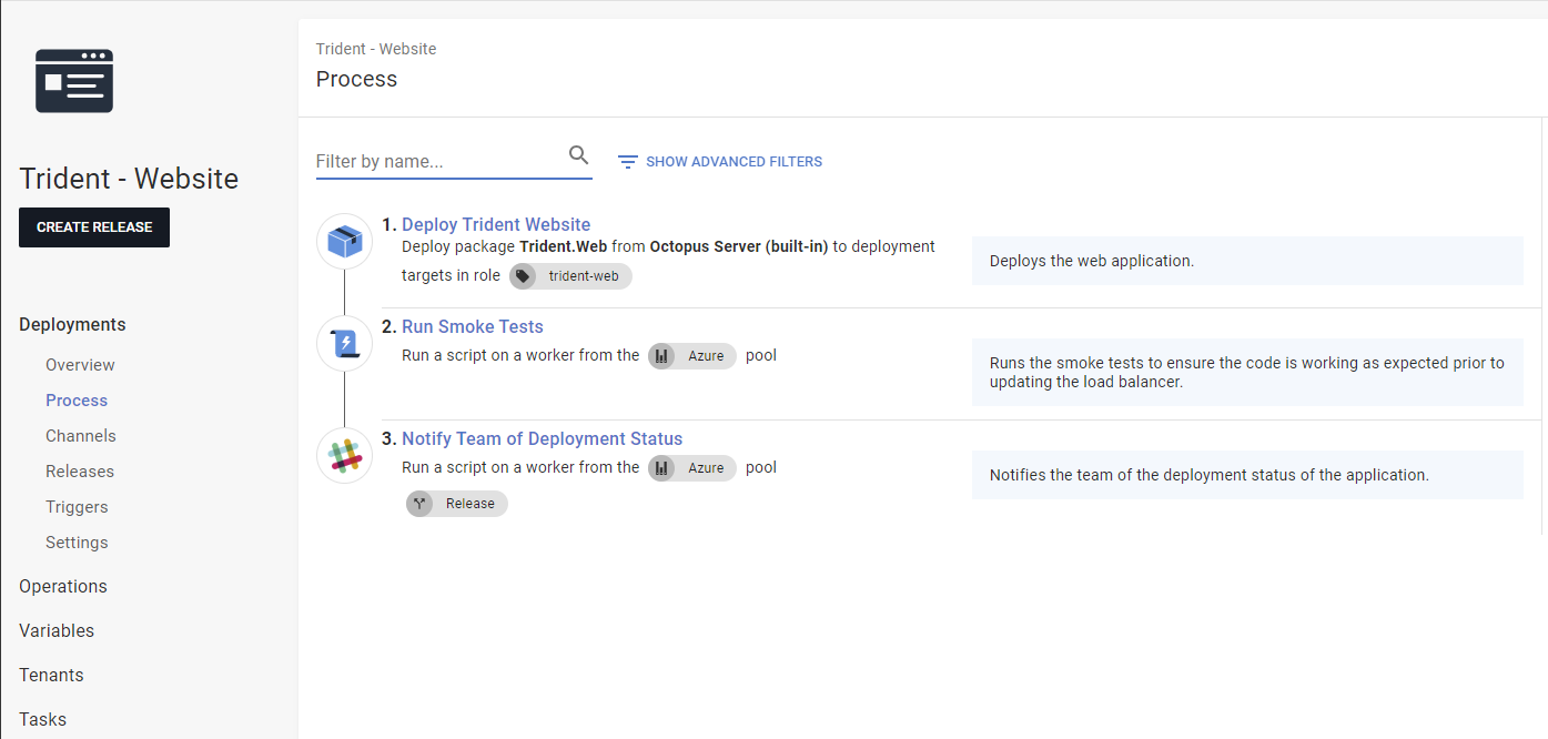 The web application deployment process in a separate project.