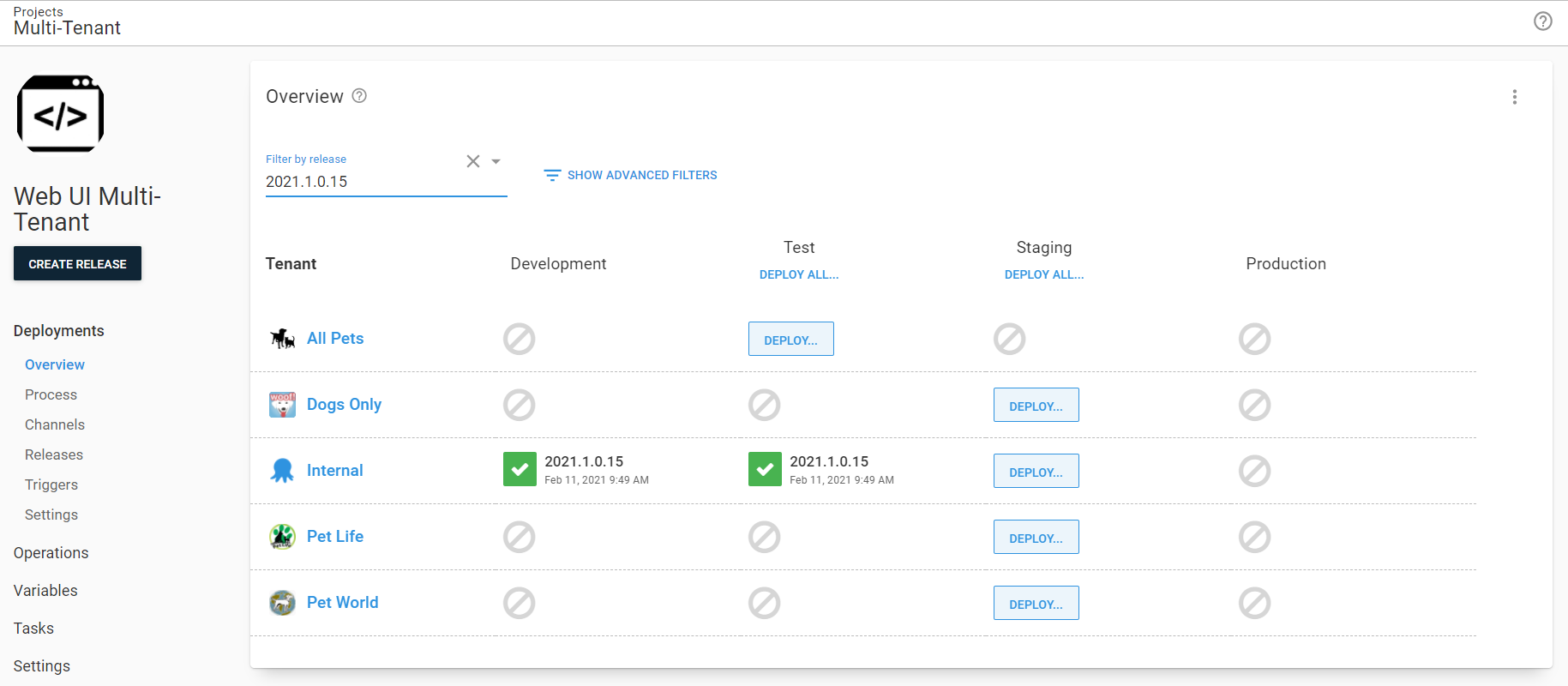 Filtering the dashboard by a release