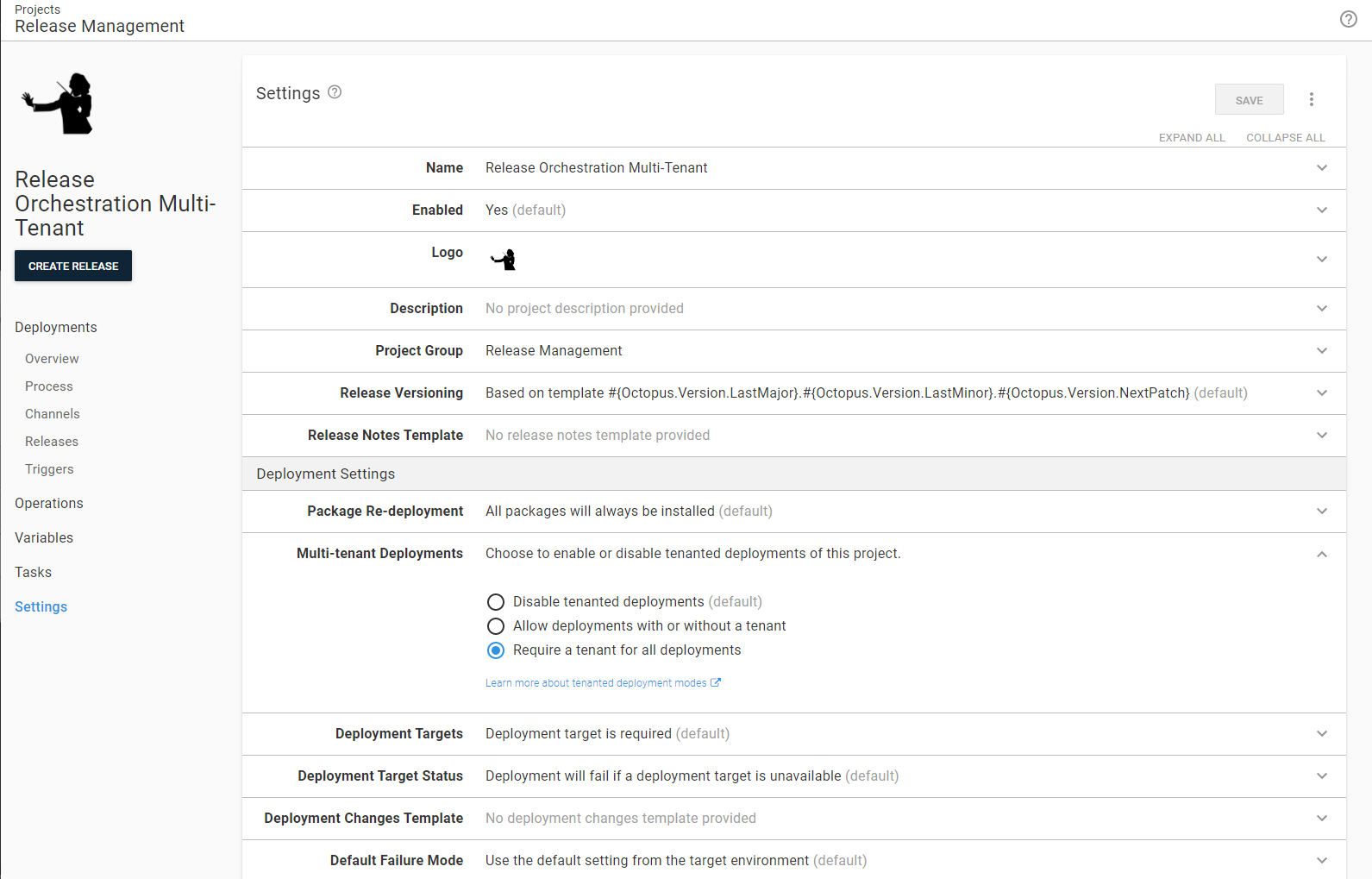 Configuring a project for multi-tenant