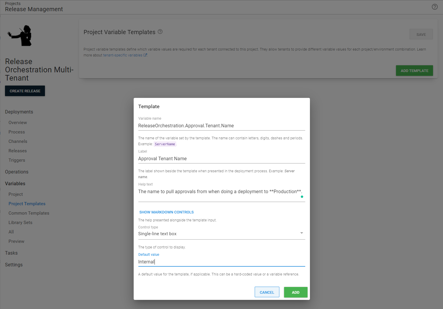project variable templates