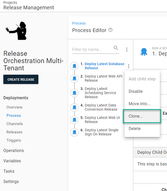 Release management clone steps