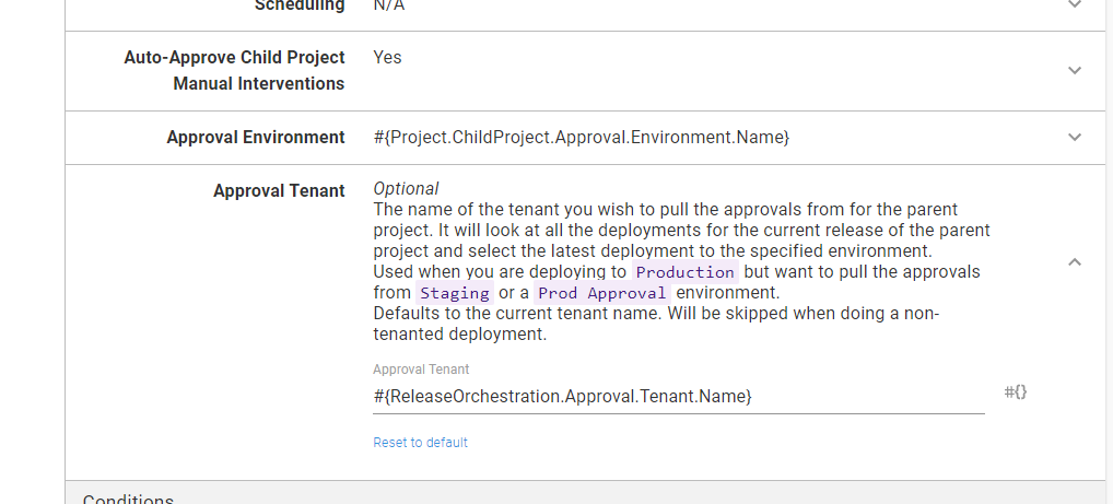 Setting the approval tenant in the steps