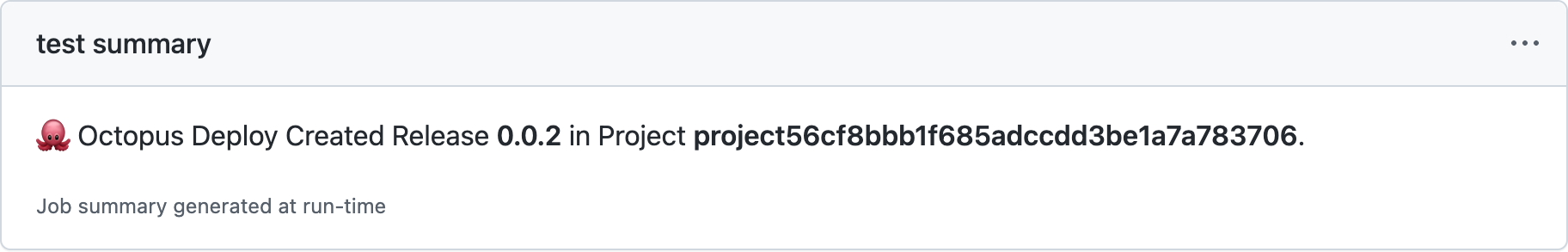 Screenshot of job summary for create release action