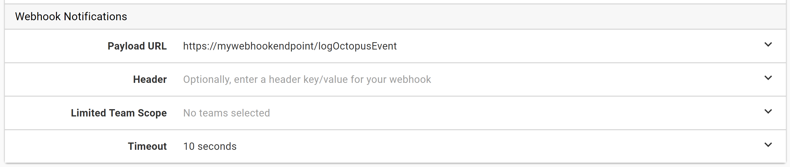 Subscription webhook settings