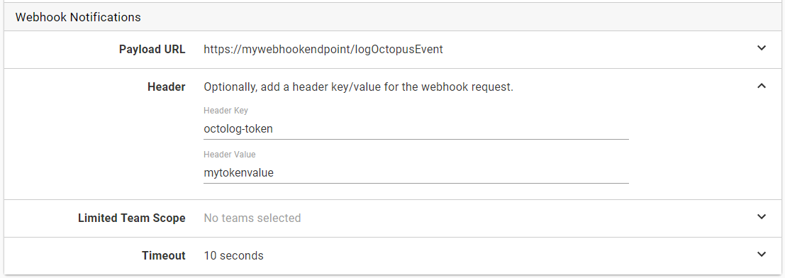 Webhook with token