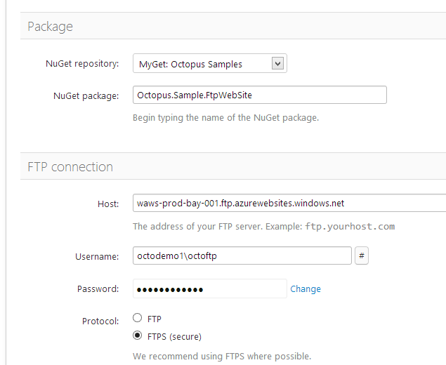 FTP deployment details