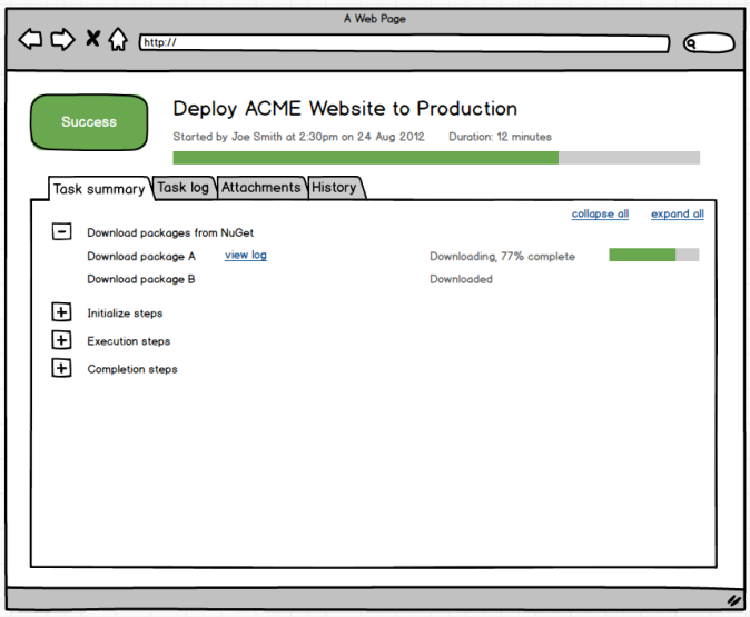 Mockup of the new tasks page