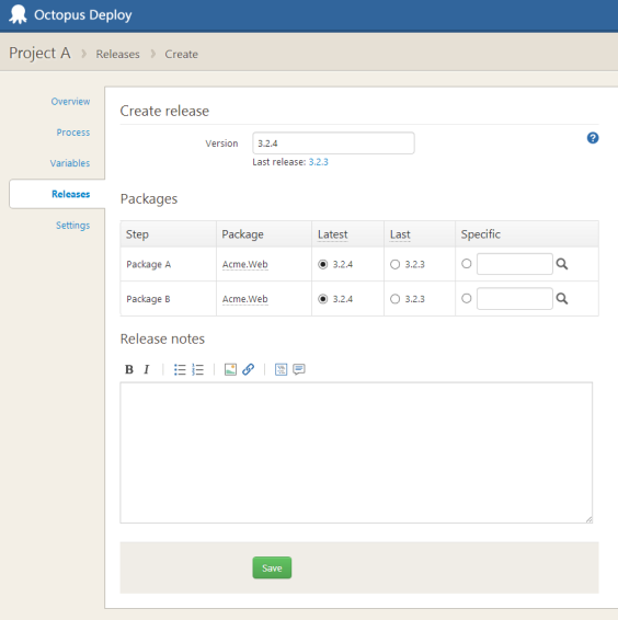 Octopus 2.0: Selecting the package from previous release
