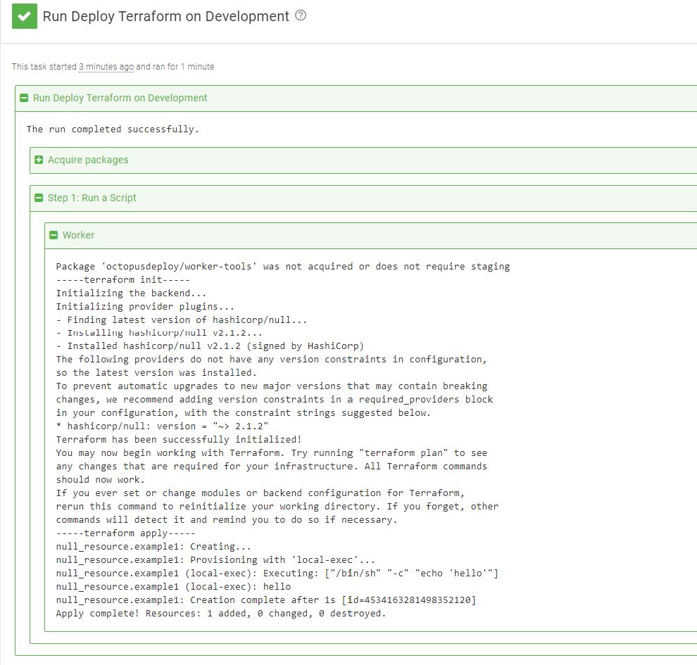 Runbook execution log