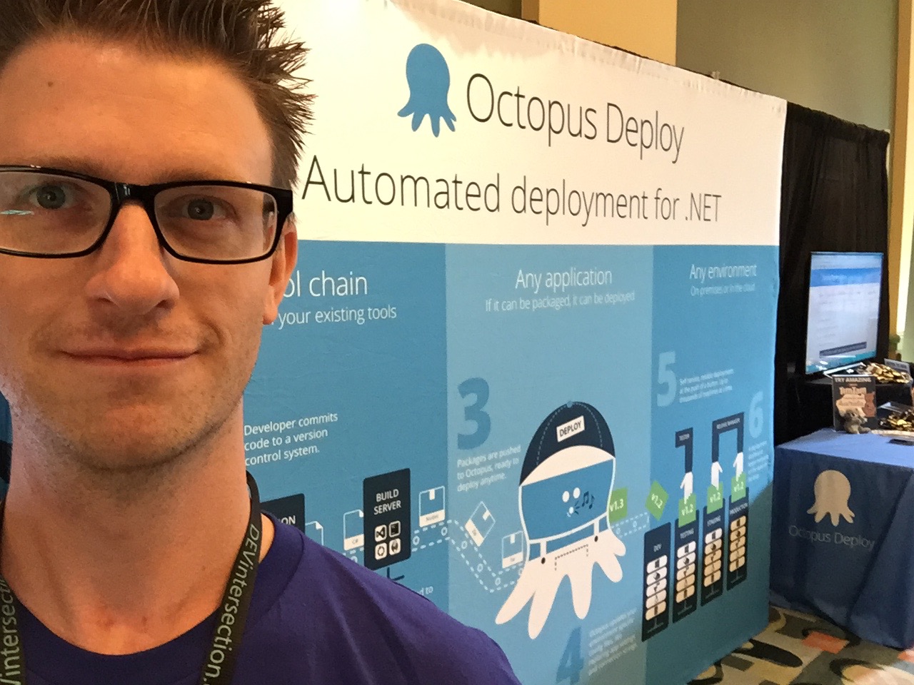 Rob Pearson at an Octopus Deploy booth