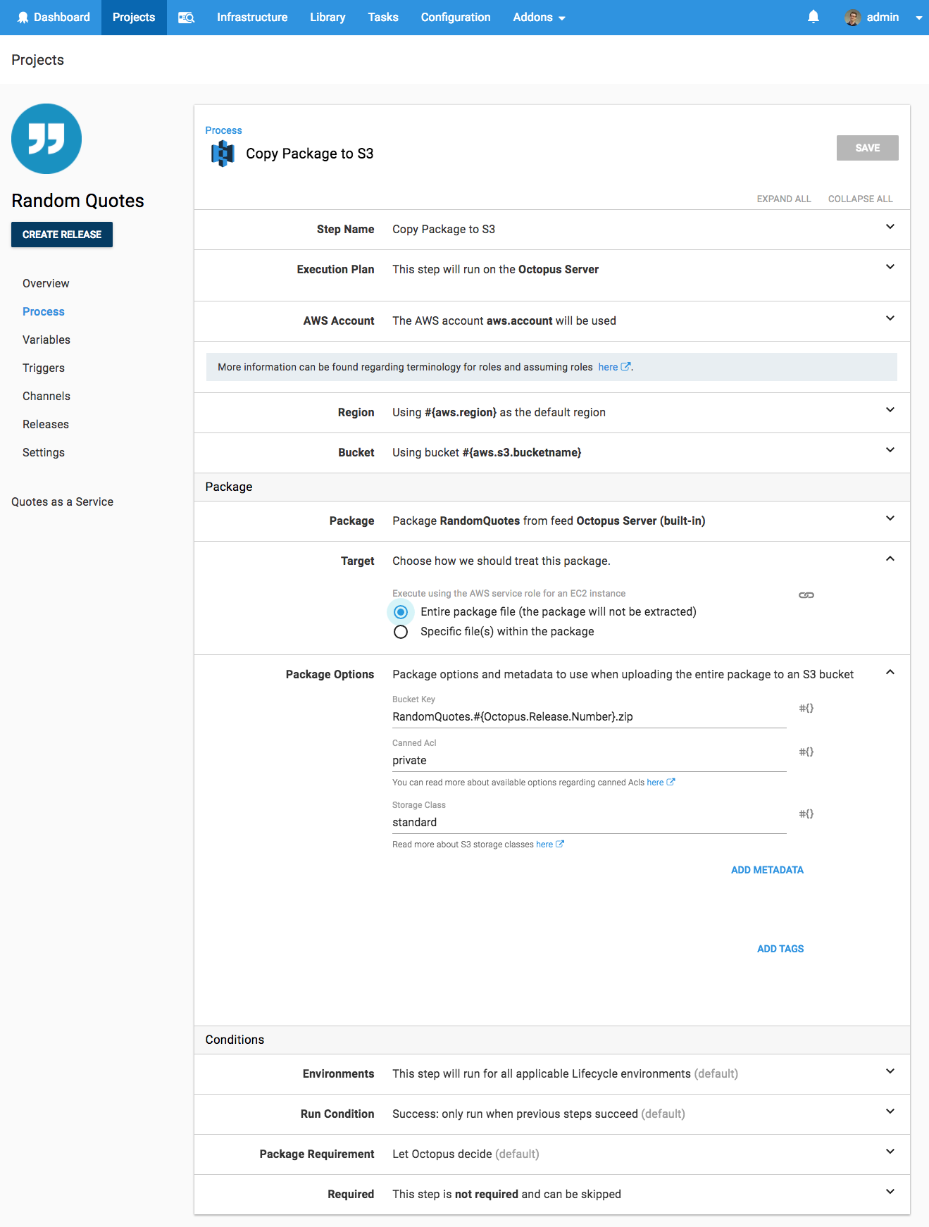 AWS S3 step screenshot