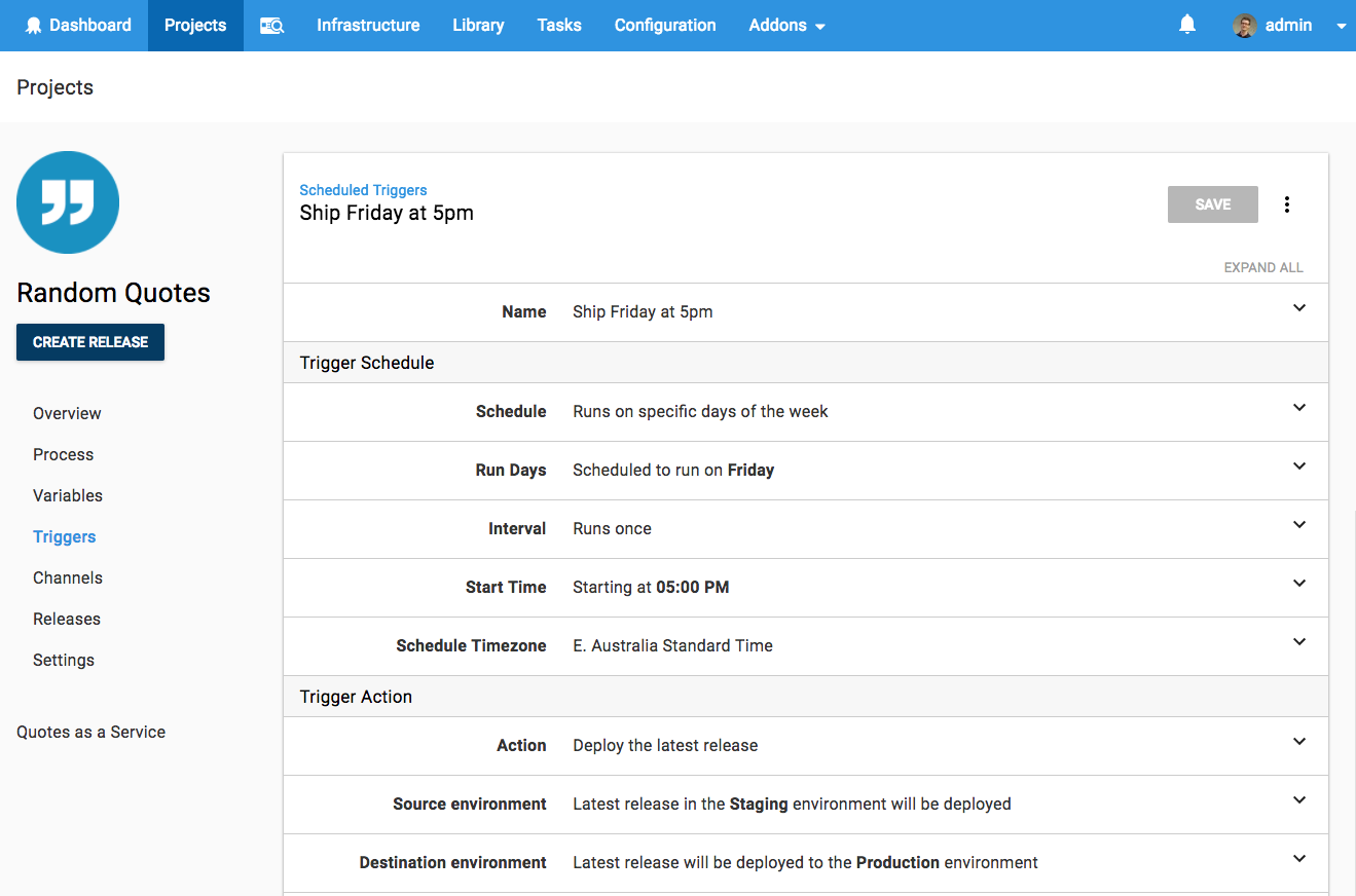 Recurring Scheduled Deployments screenshot