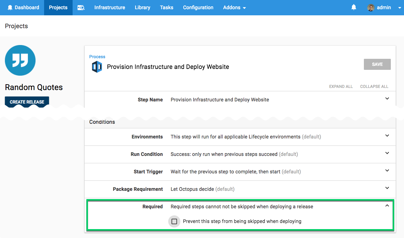 Required steps screenshot