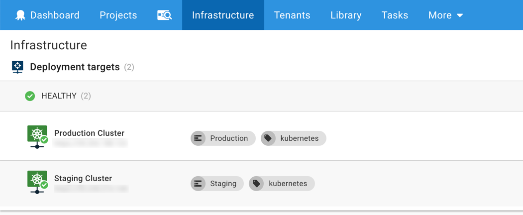 Kubernetes deployment targets