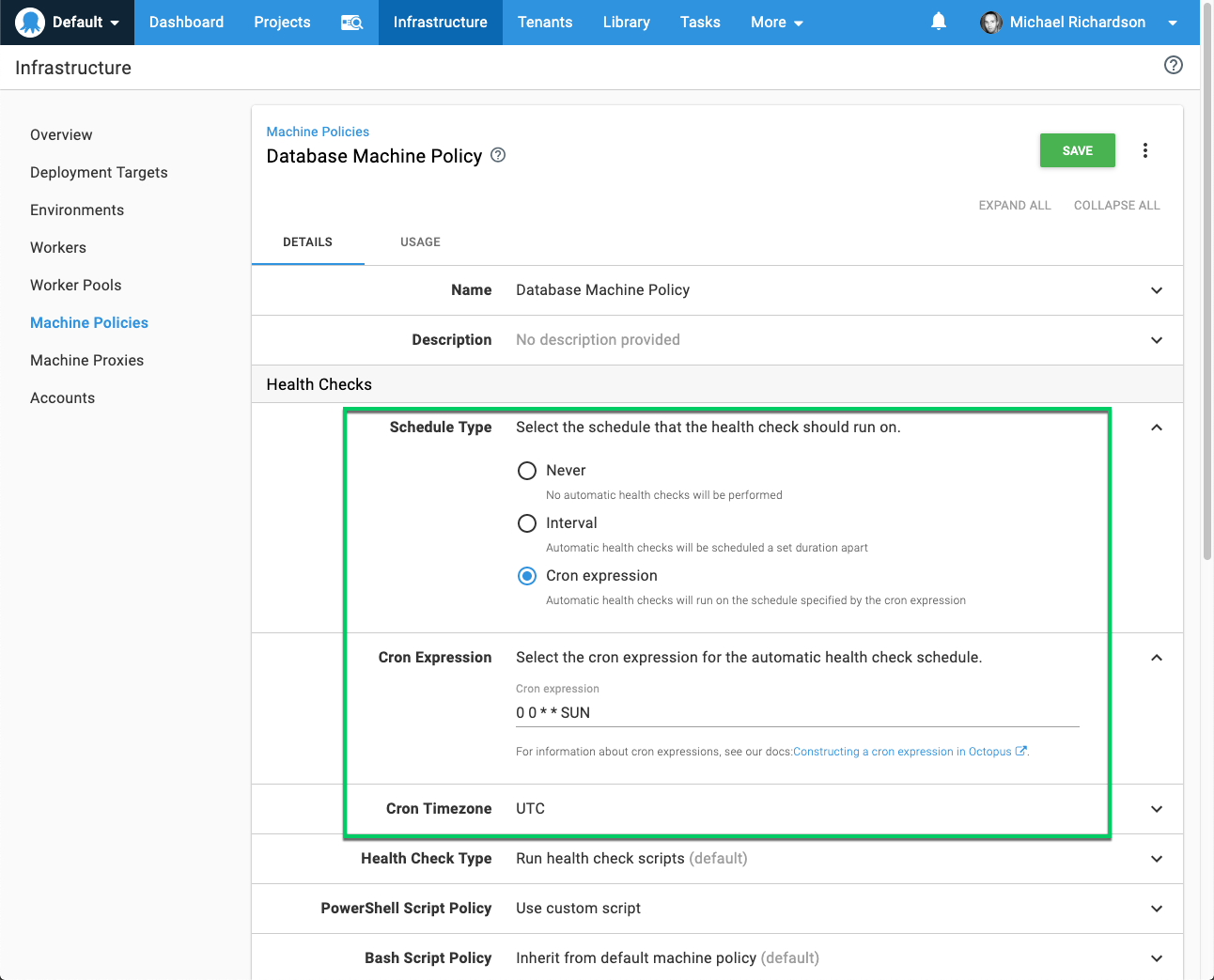Health Check Cron Expression