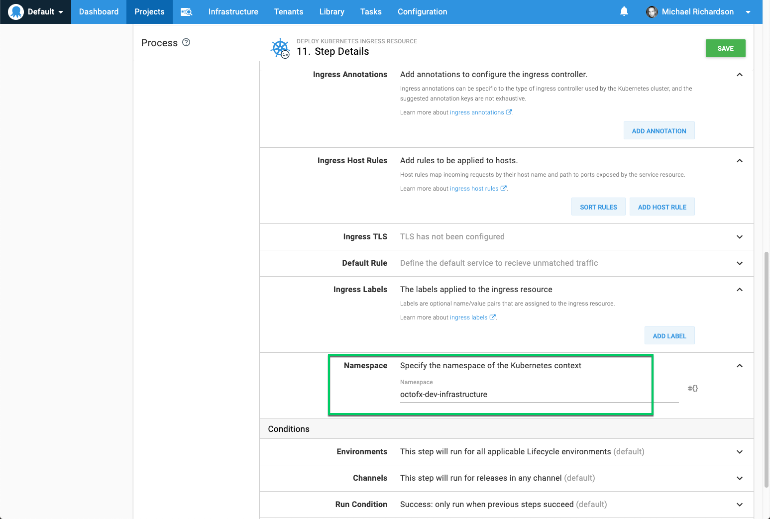 Namespace on Kubernetes step