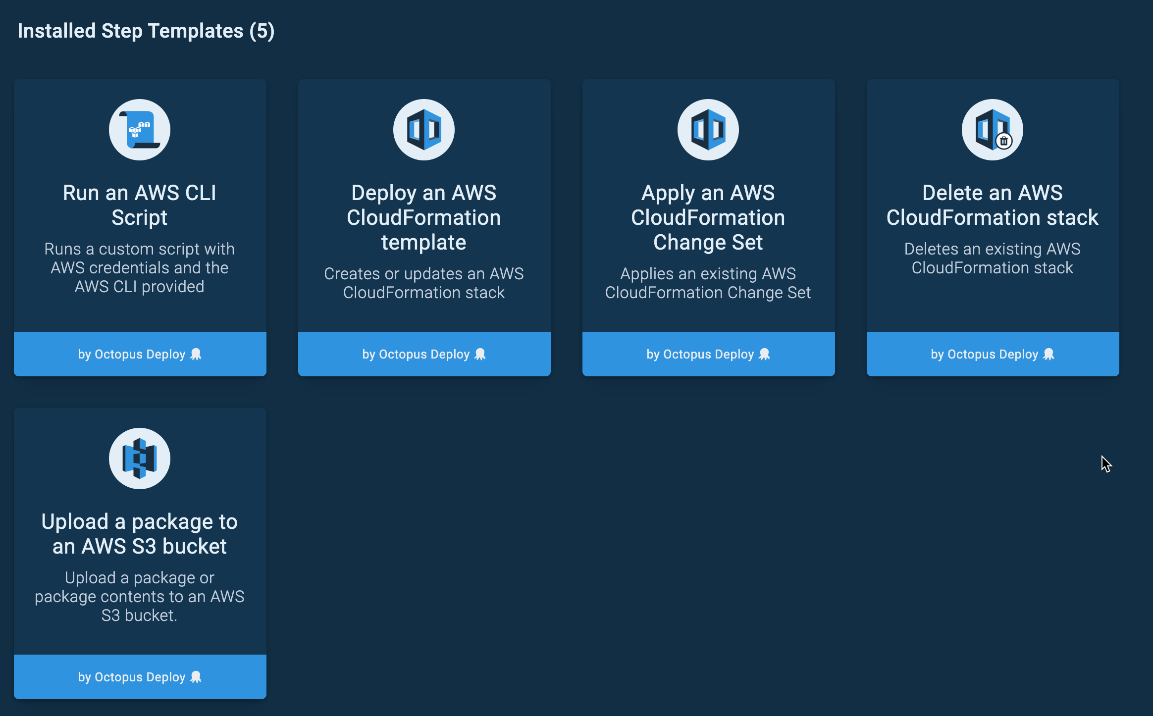AWS step templates in Octopus