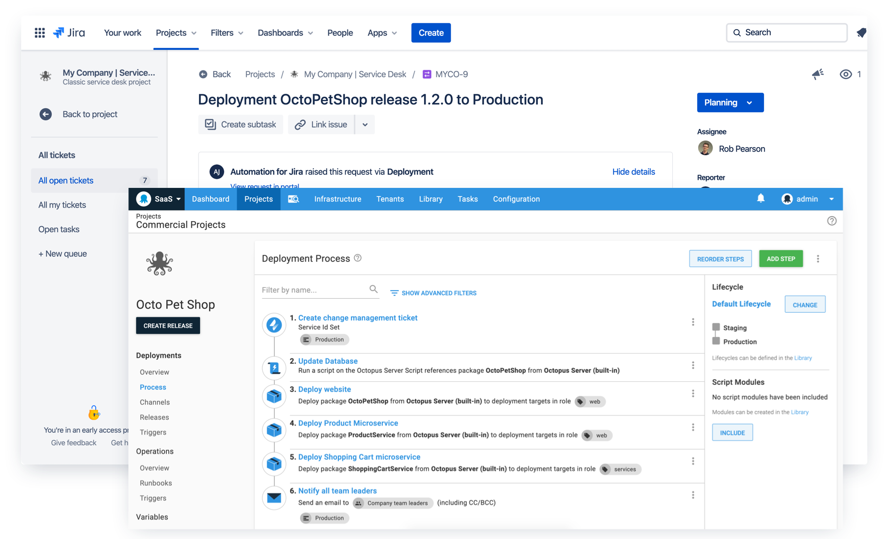 Create Jira Service Desk change requests in your deployments