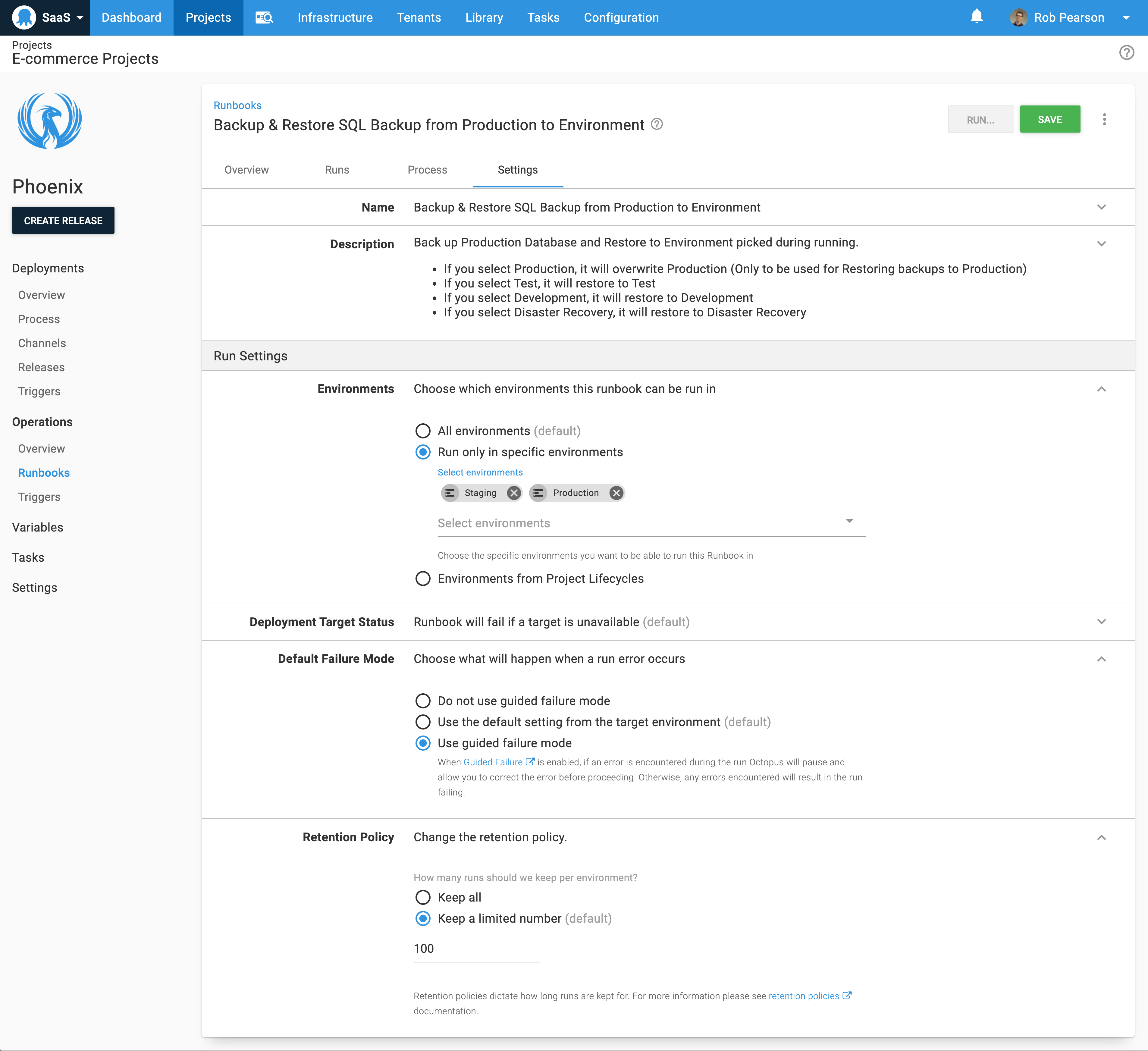 New runbook run settings