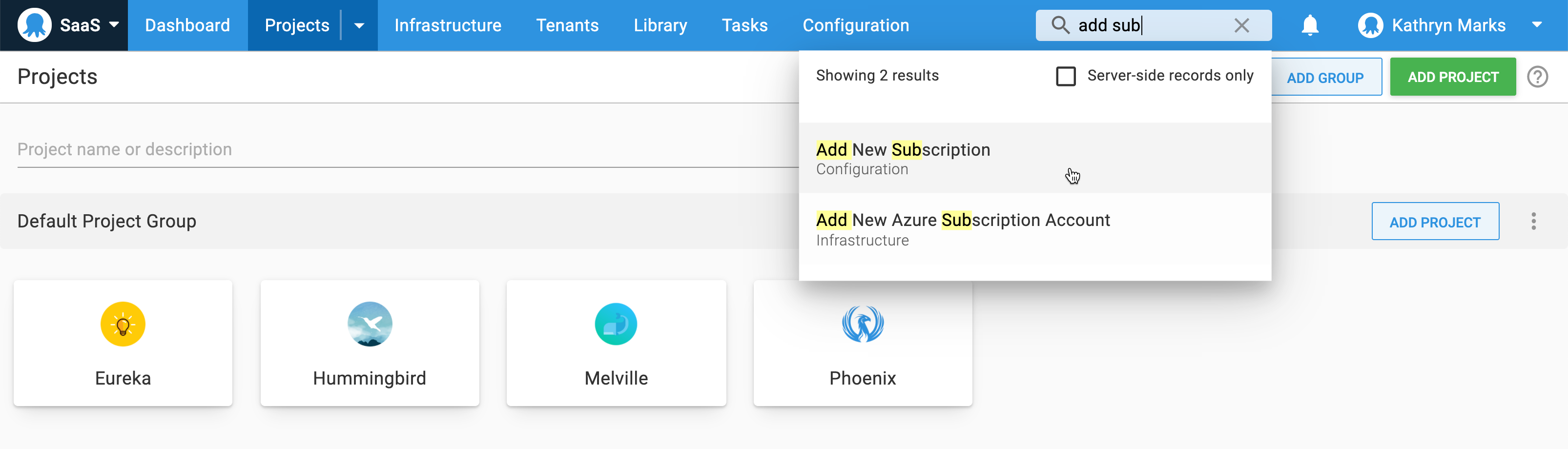 Octopus Global Search for 'add sub'